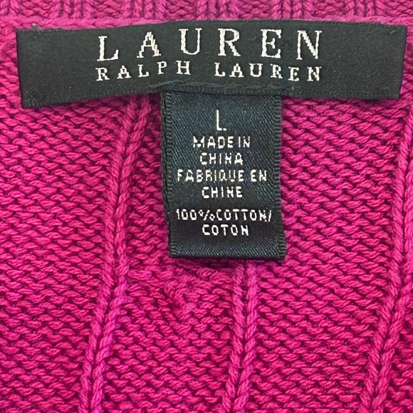 Lauren Ralph Lauren Cotton Pull Over Sweater Large Pink Womens - Picture 4 of 6